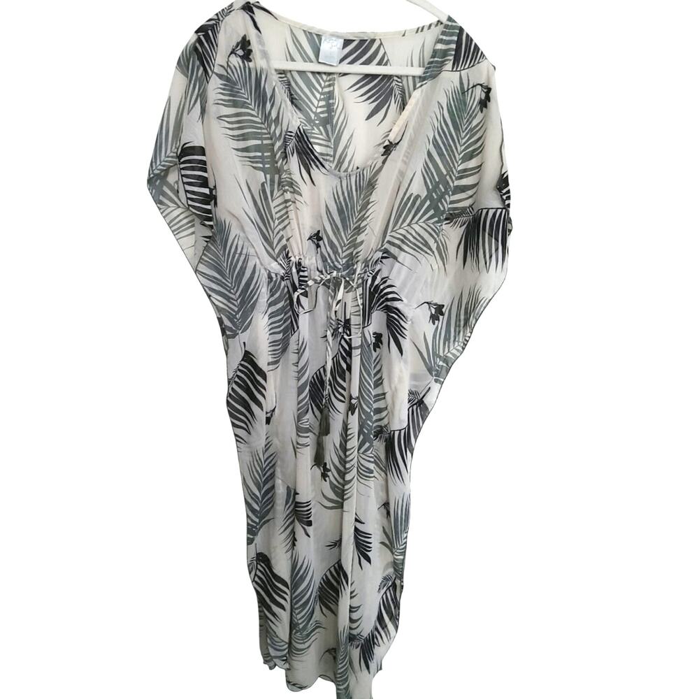 Kona Sol Luau summer swimsuit cover sz S oversized green sheer Hawaii Flowy